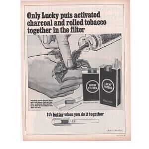 Lucky Filters Cigarette / Goodyear Tires Advertisement Vintage 1968 Tobacciana